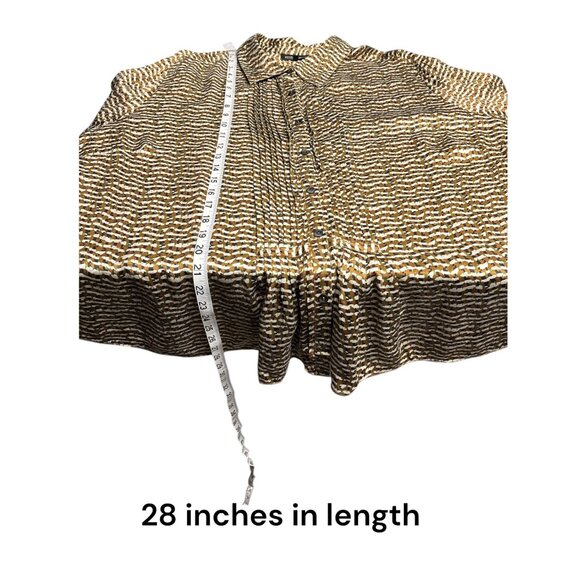 Jones New York Collection Woman 24W Brown & White Print Button-Down Blouse With - Picture 9 of 10